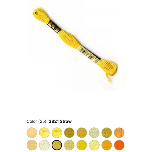 BRAND NEW DMC Floss #3821 STRAW ** 12 Skeins for $10.25 ** Yellow Gold - Picture 2 of 10